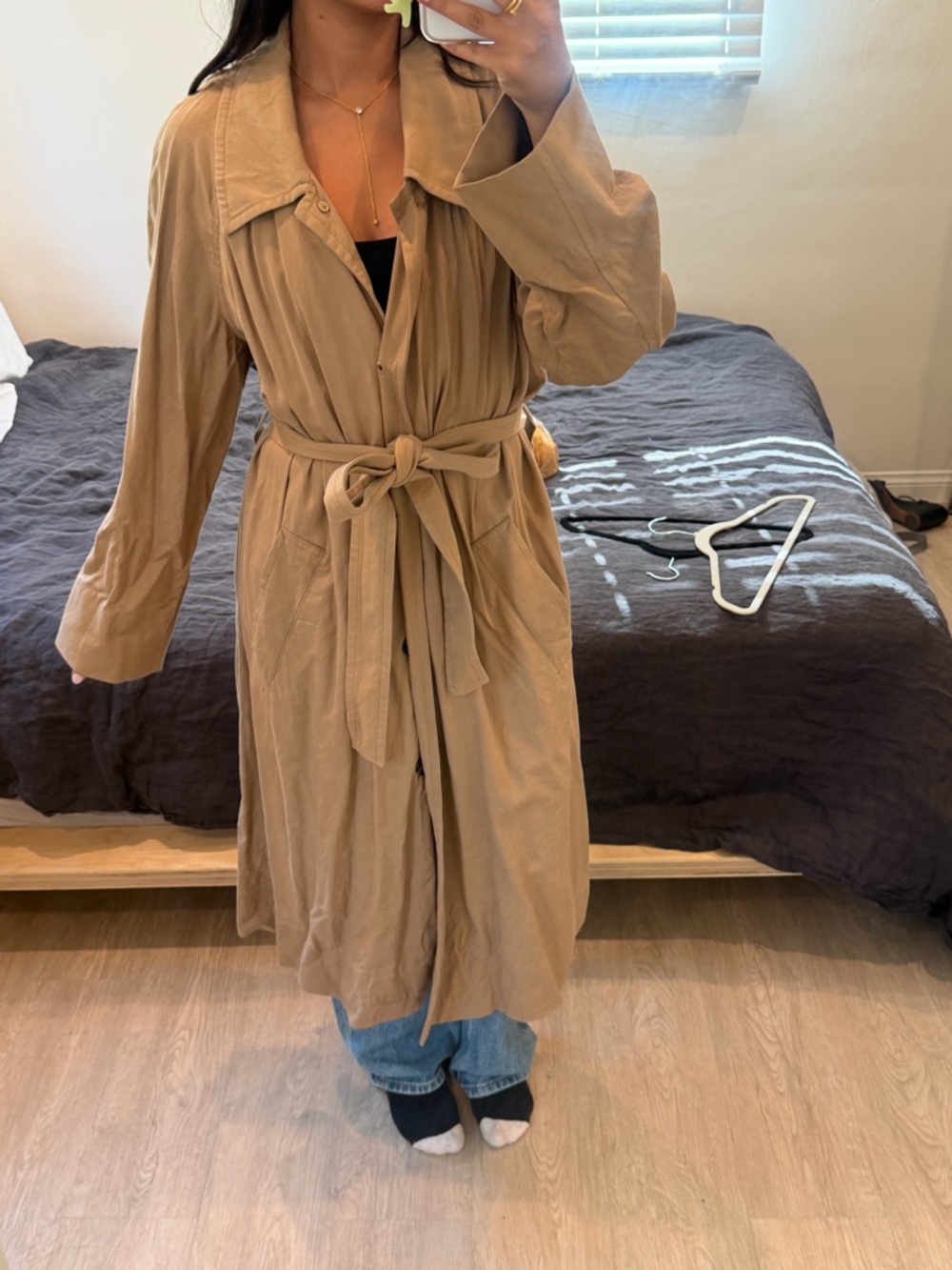 Everlane Neutral Tan Shirt Jacket with Subtle Collar